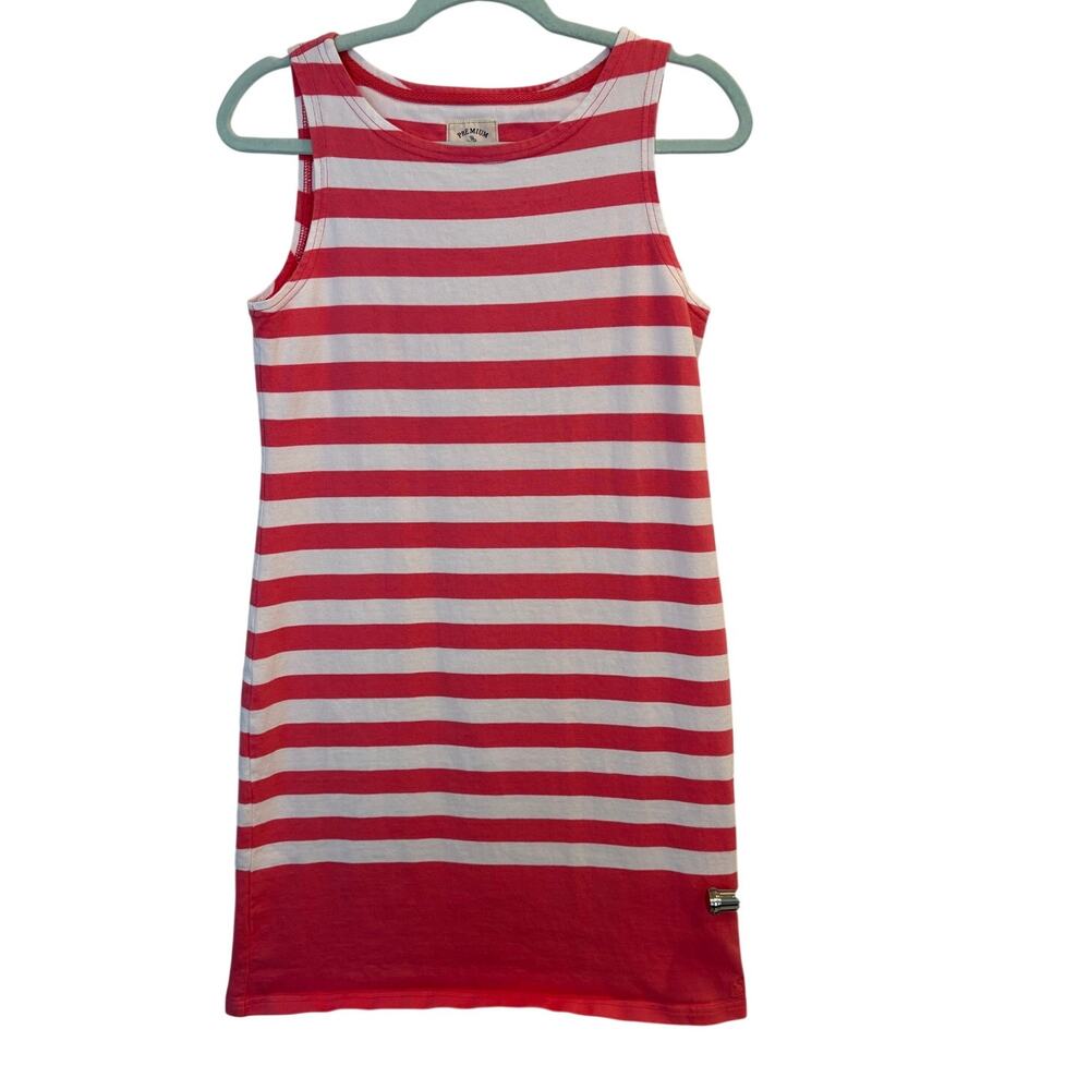 Joules Riva Pink White Striped Sleeveless Jersey Tank Dress Size 8